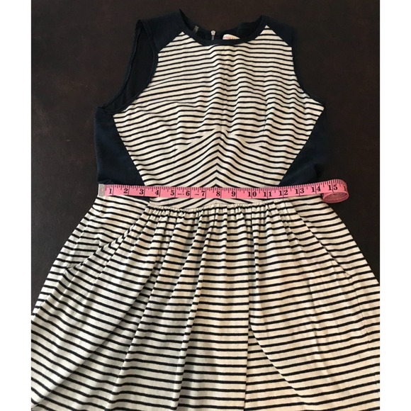 Rebecca Taylor Navy & White Striped Sleeveless Jersey Dress - Size Medium - Picture 8 of 11